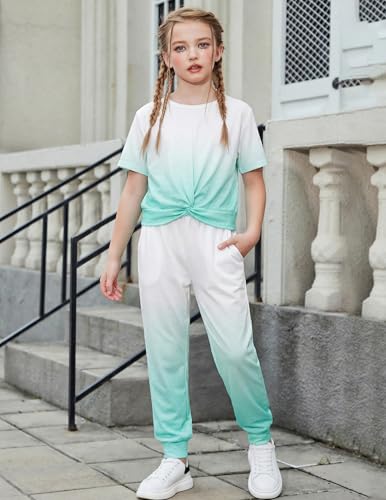 Image of Arshiner Girls Clothing Sets Tie Dye Twist Front Tops & Sweatpants Outfits Sportwear Sweatsuits Tracksuits 4-13 Year