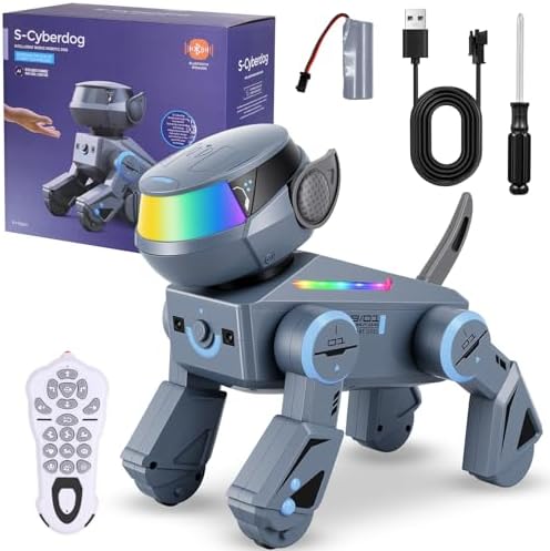 Smart Robot Dog for Kids,Interactive Robotic Puppy with Bluetooth, Touch Sensor,Programmable Actions, Dancing &Singing, LED Eyes, Rechargeable Battery, Gift for Boys & Girls Ages 6-12(Grey)