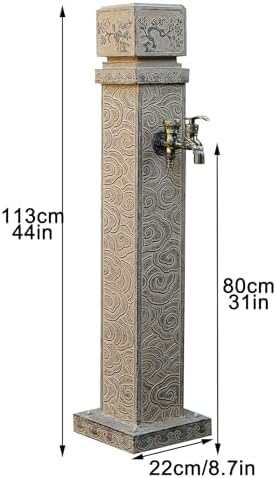 Outdoor Garden Hose Stand with Faucet – Decorative Freeze-Proof 44in Hose Holder for Backyard Irrigation & Washing – Durable & Functional Garden Accessory