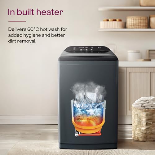 Image of Godrej 8 Kg 5 Star AI Powered, Inbuilt Heater, Fills Tub At ~0 Water Pressure, Fully Automatic Top Load Washing Machine (WTEON ADAC 80 5.0 FEFH GLGR, Glacial Grey)