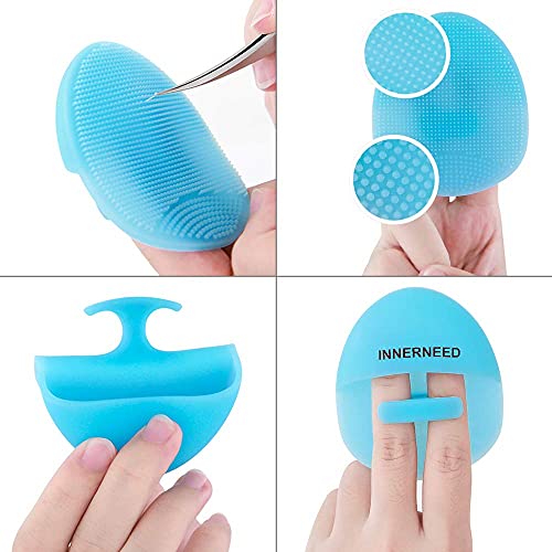 Soft Silicone Facial Cleansing Brush Manual Face Scrubber Exfoliating Massage Scrub Acne Blackheads Remove Handheld Pads For Sensitive, Delicate, Dry Skin (Pack Of 3) #TOP7