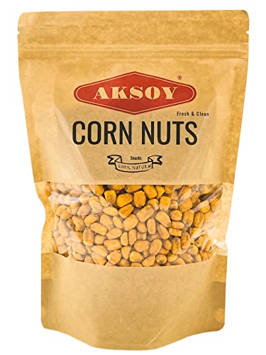 Aksoy Natural Craving Salted and Roasted Corn Nuts 500gr | Original Toasted Corn Kernels in Resealable Bag - Tasty and Crunchy Snack for Every Craving