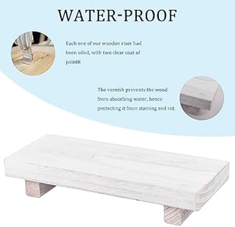 zoocatia Small Wood Tray Pedestal Stand Farmhouse Bathroom Decor Decorative Wooden Riser Kitchen Soap Dish Holder for Vanity, Counter, Sink, White
