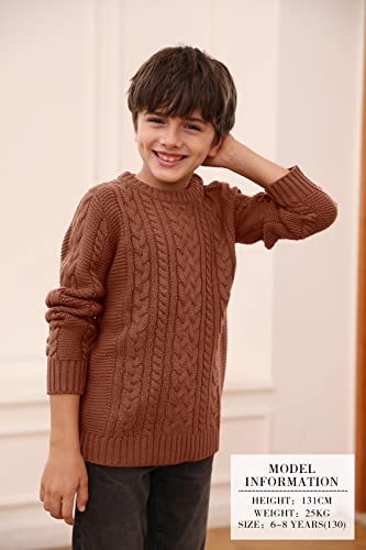 Toddler Crew Neck Sweater Little Kids Long Sleeve Knitted Pullover Sweater Tops With Button Clouser For Boys Girls Brown #TOP1