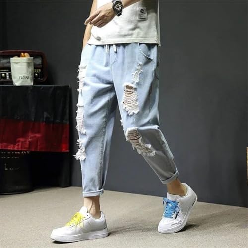 Men Cropped Tight Pipe Work Wear Skinny Trousers Cowboy Pants Slim Fit Jeans4