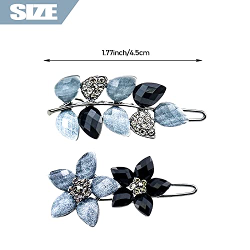 DonLeeving 2 PACK Crystal Flower Leaf Hair Clips Fashion Sparkly Glitter Rhinestones Hair Barrettes Hairpin Hair Styling Accessories miniatura 2