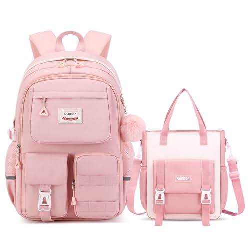 Amythe Mochilas Escolares para Niñas Adolescentes 2 Piezas, Incluye Mochila Colegio y Bolsa de Compras, Ideal para Chicas de Primaria y Secundaria, Viajes y Uso Diario (10 a18 años)