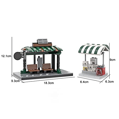 GXZZ City Straße Konstruktionsspielzeug mit Bushaltestelle und Kiosk, Erweiterungskit Kompatibel mit Lego (371Pcs) – Bild 5