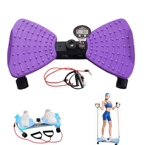 Máquina de torsión de cintura con bandas de resistencia, máquina de entrenamiento de abdominales ajustable para ejercicio, equipo de gimnasio en casa sin ruido (morado con mostrador)