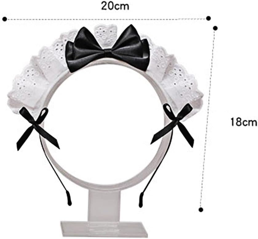 Miniatura 5 de Diadema negra de Lolita para mujeres y niñas, con lazo de encaje, banda para el cabello, anime, cosplay, cinta con lazo, linda banda para el