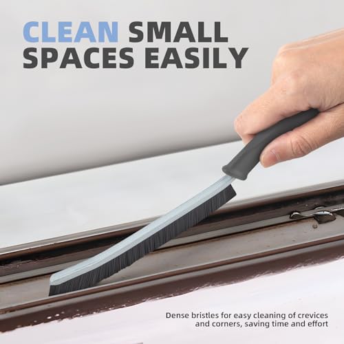 Image of FOOGWEE Hard Bristle Crevice Cleaning Brush - Cleaning Supplies - Grout Cleaning Brushes for Household Use - Crevice Cleaning Tool for Bathroom, Home and Kitchen (3, Grey)