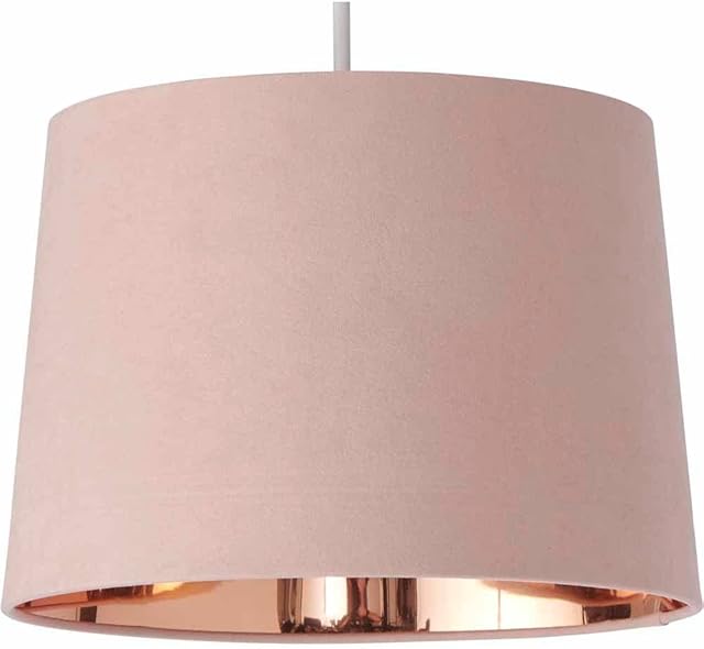 wilko Beige Gold Velvet Light Shade, Glamorous Velvet Finish Light Shade, Rose Gold Interior Light Shade, H19 x Dia28cm