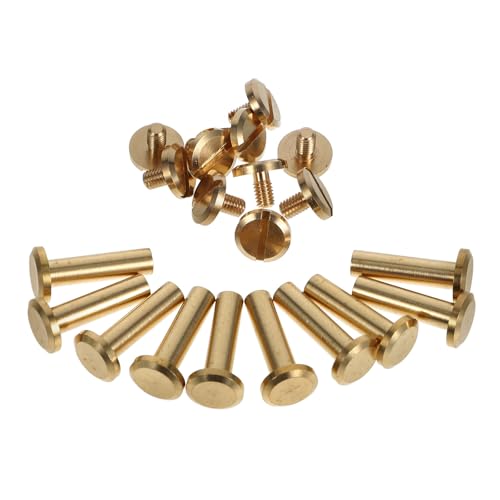 LOPUNER 10Pcs Flat Head Binding Screws Set Φ4*15Mm with Posts for Scrapbook Binder, Photo Album Repair, and Belt Buckle Fastening in Industrial Use