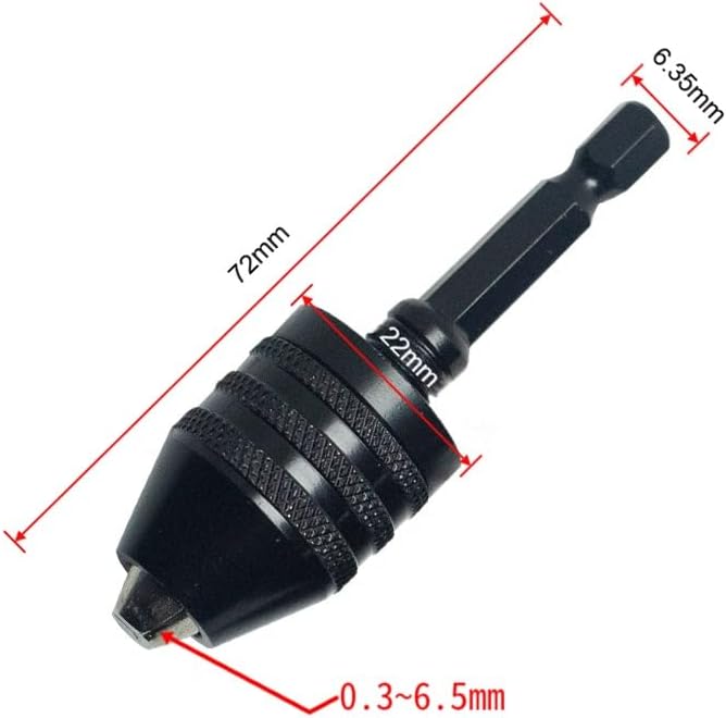 Quick Change Drill Chuck Adapter with Hex Shank, 0.3–6.5mm Keyless Self Centering Drill Bit Holder for Impact Driver and Electric Drill, Easy Bit Swap Tool for DIY Woodworking and Home Repair