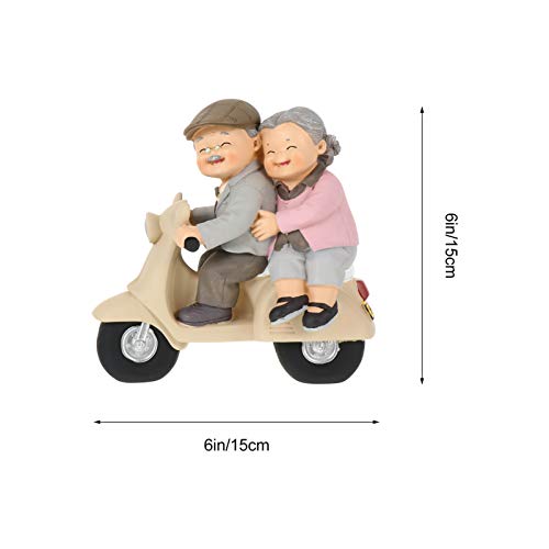 Garneck Elderly Couple Figurine Creative Resin Grandparents on Motorbike Collectible Figurine Table Centerpiece for Home Office Table Decoration 15cm - Image 2