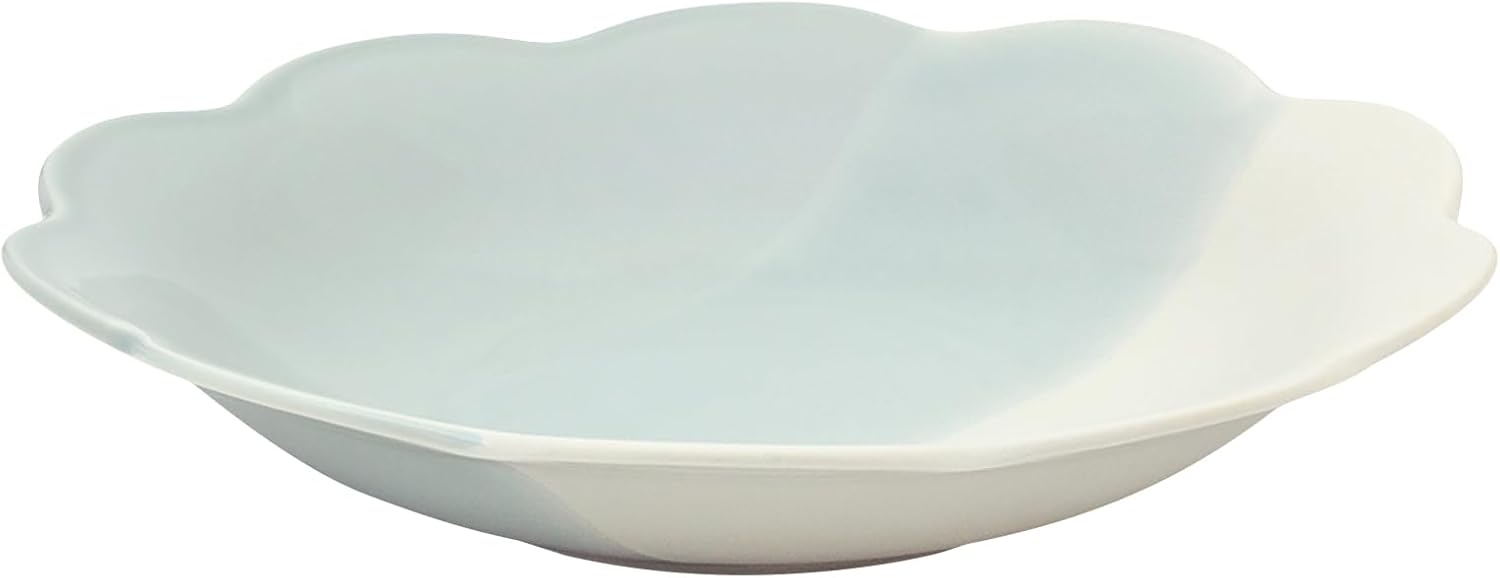 Mino Ware 6902-32 Curry Plate, Pasta Plate, Approx. 8.7 inches (22 cm), Microwave, Dishwasher Safe, Smoky Flowers, Blue, Made in Japan