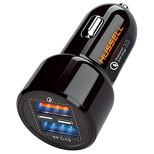 Car Charger Adapter by HUSSELL - USB Car Charger Dual Port, Qualcomm Quick Charge 3.0 + 5.4A/30W, 4X Fast - Compatible w/Any Cell Phone, iPhone Apple Samsung LG Nexus & Tablets
