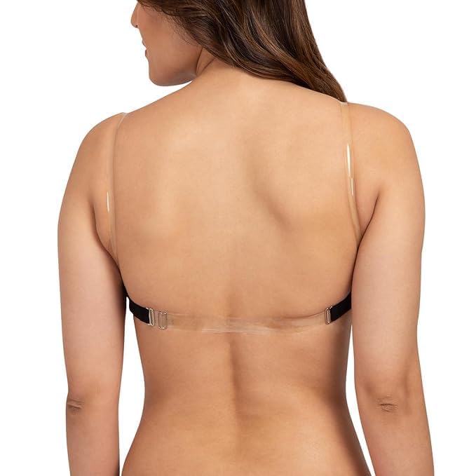 Image of GOZAL Cotton Womens Padded Bra Backless Band and Strap Looks Invisible Clear Transparent Bra Look
