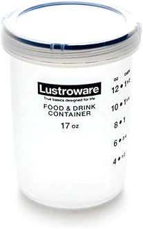 Lustroware Airtight Screw Top Food Containers with Measurement Marks | Made with BOA Free Material | Microwave and Dishwasher Safe (6, 17 oz (3,6x3,6x4,6"))