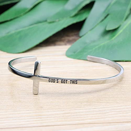Cross Bracelet Religious Cuff Bangle Bible Verse Christian Gifts Jewelry For Women (God's Got This) #TOP3