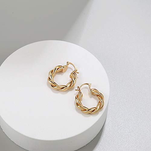 LILIE&WHITE Twisited Gold Chunky Hoop Earrings For Women 14K Gold Plated High Polished Lightweight Hoops Fashion Jewelry…4