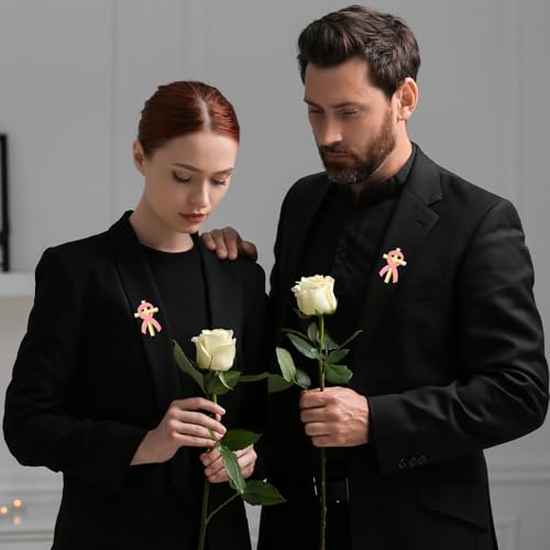 Image of Misdary Funeral Favors for Guests Funeral Memorial Pin Cross Ribbons Forever in Our Hearts Lapel Brooch Pin for Religious Christian Celebration of Life Mourning Remembrance Day