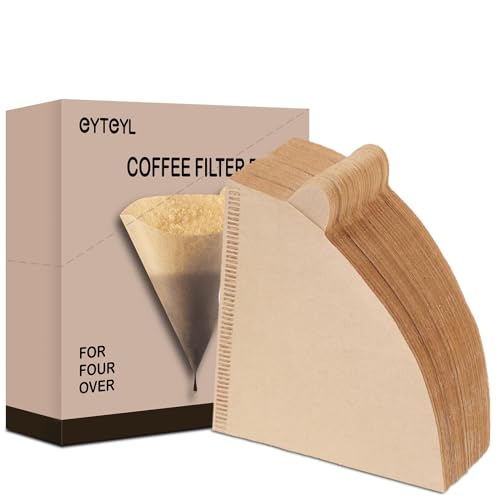 100PCS Disposable Coffee Filters 2 Cone Paper, Natural Coffee Filter, Coffee Dripper and Coffee Maker, 2-4 Cups, Natural, Brow (12cm x 11.5cm -V02)