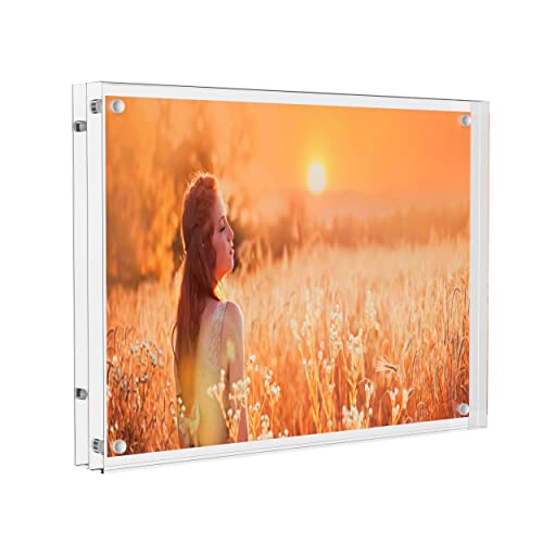 Sezanrpt Cadre photo en acrylique 15x20cm, Cadre photo magnétique transparent de haute qualité, Cadre photo double face en plexiglas 12mm + 12mm