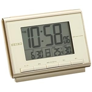 セイコー クロック 目覚まし時計 電波 デジタル カレンダー 温度 湿度 表示 薄ピンク ゴールド SQ698C SEIKO