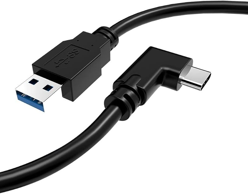 TNE 13ft Link Cable for Meta Quest Pro/Oculus Quest 2 Steam PC Gaming and Charging | High Speed Data Transfer & Fast Charger Cord Angled Type C USB3.2 Gen1 to USB Type A Power Cable (13ft/4m)