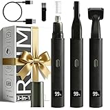 RUIM 3-in-1 Nose Hair Trimmer for Men, Electric Ear & Eyebrow Groomer with LED Display, USB-C Rechargeable, Waterproof Dual-Blade Facial Hair Trimmer, Precision Grooming Kit