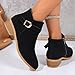 Ankle Boots for Women Low Heels Chunky Pointed Toe Boots Side Zipper Booties Dressy PU Leather Strap Boot Fashion Comfortbale Walking Boot Black