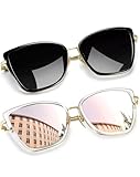 Joopin Oversized Cateye Sunglasses Fashion Cat Eye Sun Glasses UV Protection Trendy Becky Shades for Women Ladies Cute Sunnies (Black + Pink)