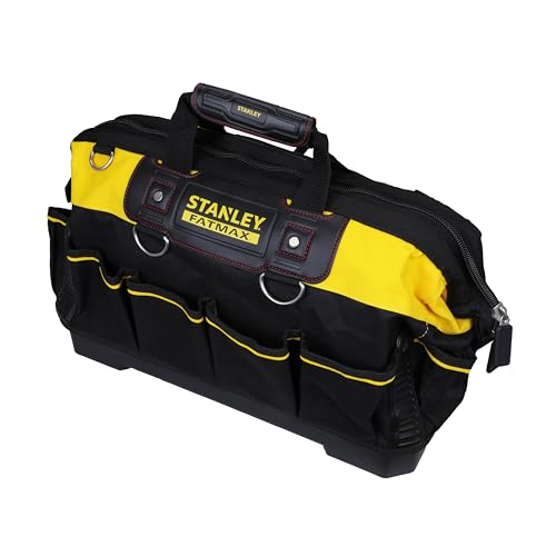 STANLEY FATMAX Technician Tool Bag, Heavy Duty 600 Denier and Leather, Multifunctional Tool Storage Organiser, 18 Inch, Black/Yellow, 1-93-950 - 2