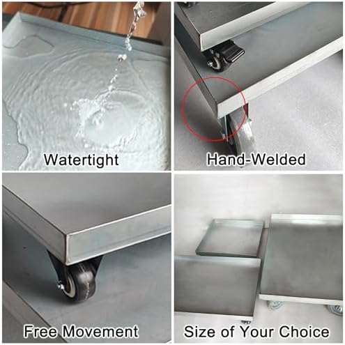 Metal Drip Tray with Wheels for Car, Washing Machine, Refrigerator & Potted Plants - Universal Spill Pan (50x50cm/20x20in) - Durable & Versatile Drip Pan