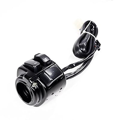 Motorcycle Horn Switch Control + Brake Master Cylinder Clutch Levers + CNC 1 Handlebar Hand Grips Compatible with 1996-2012 Harley Softail Dyna Sportster (Black)