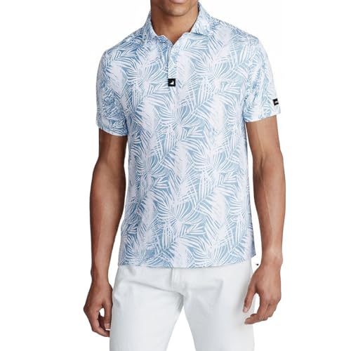 SURF CUZ Golf Shirt Moisture Wicking for Men Dry Fit Polo Shirts Short Sleeve Print Performance 4-Way Stretch(Shadow Profile,X-Large)