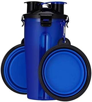 Chris.W 2-in-1 Dog Water Bottle Pet Food Container with 2 Collapsible Dog Bowls for Walking Traveling Hiking Outdoor Activeties,…