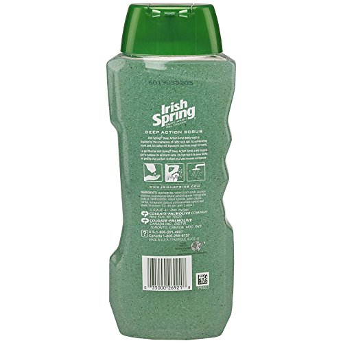 Irish Spring Exfoliating Men's Body Wash Shower Gel, Deep Action Scrub - 18 fluid ounce (4 Pack)
