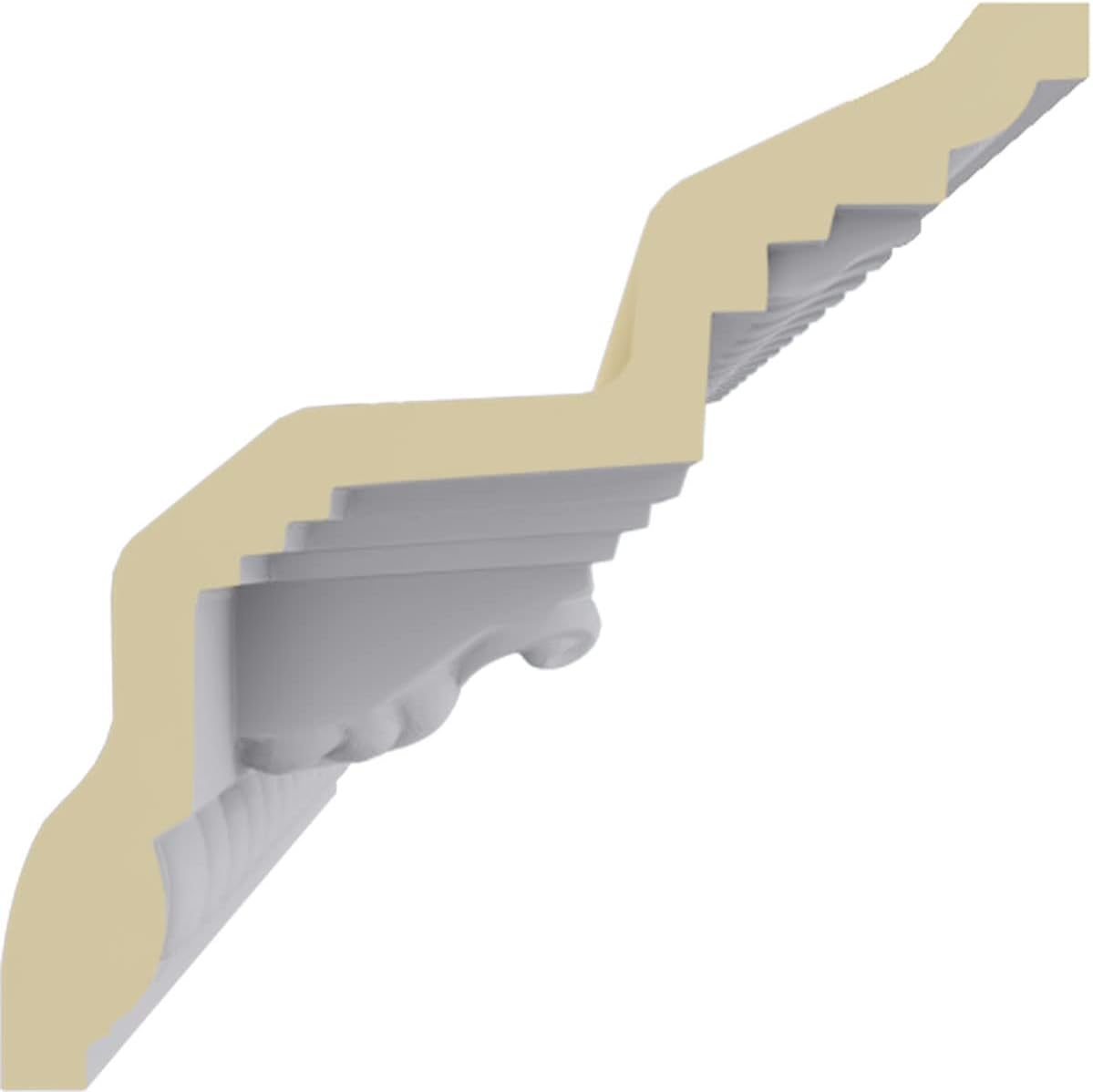 Endurathane Stockport Crown Moulding, 6 1/2"H x 6 1/2"P x 9 1/4"F x 94 1/2"L, Factory Primed