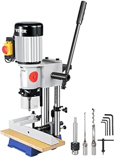 VEVOR Woodworking Mortise Machine, 3/4 HP 3400RPM Powermatic Mortiser With Chisel Bit Sets, Benchtop Mortising Machine, For Making Round Holes Square Holes, Or Special Square Holes In Wood