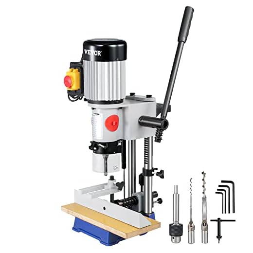 VEVOR Woodworking Mortise Machine, 3/4 HP 3400RPM Powermatic Mortiser With Chisel Bit Sets, Benchtop Mortising Machine, For Making Round Holes Square Holes, Or Special Square Holes In Wood