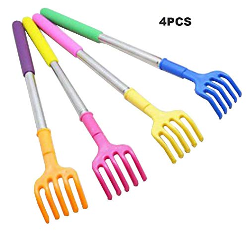 Qaoquda (4- Pack) Portable Extendable Telescopic Plastic Back Scratchers/Hand Massager/Backslap With Rubber Handles #TOP1