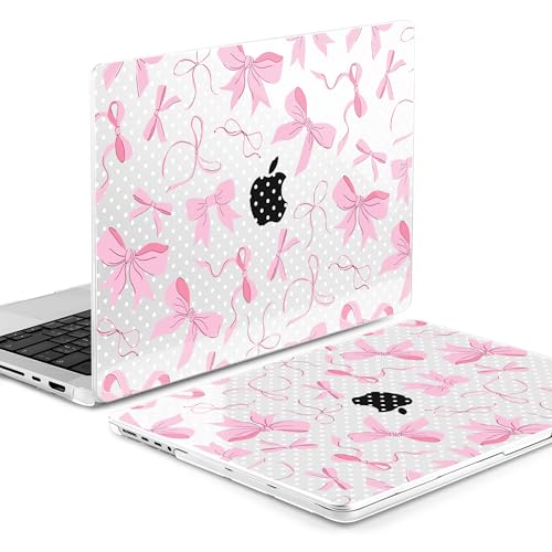 Image of MEEgoodo Case for MacBook Pro 16 inch 2026 2024 2023 2021,Laptop Shell Compatible with M5 M4 M3 M2 M1 Pro /Max Chip,Fit Model A3429 /A3428 /A3403 /A3186 /A2991 /A2780 /A2485,White Polka Dots&Cute Bows
