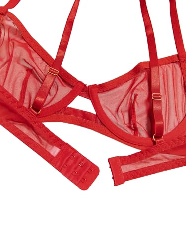 Image of Lilosy Sexy Mesh Sheer Underwire Push Up Lingerie Set Lingerie Set