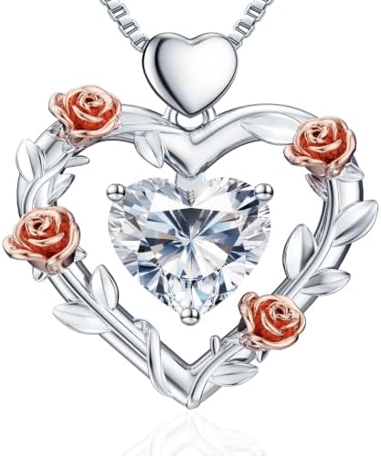 GDRoseLove Heart Moissanite Necklace Gifts for Women Wife Girlfriend Her