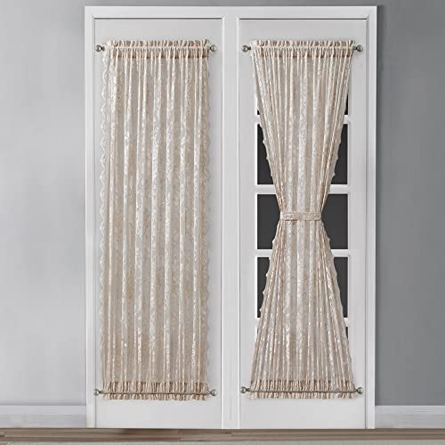 Warm Home Designs Linen French Door Curtains. English Rose Lace