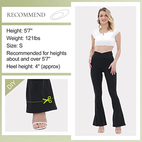 Yolix Yoga Pants With Pockets For Women, Crossover High Waisted Flare Leggings Black #TOP3