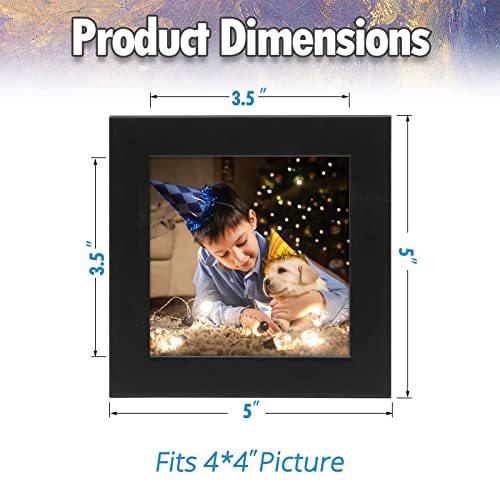 Auear, 4X4 Square Picture Frame, Solid Wood And High Definition Glass, 4 Inch Square Small Picture Frames, Wall Or Tabletop Display, Decorate Home Or Office (Black, 3 Pack) #TOP1