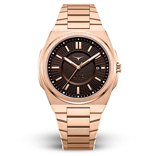 Montre Homme ZINVO Rival Rose Gold en acier marron et silicone